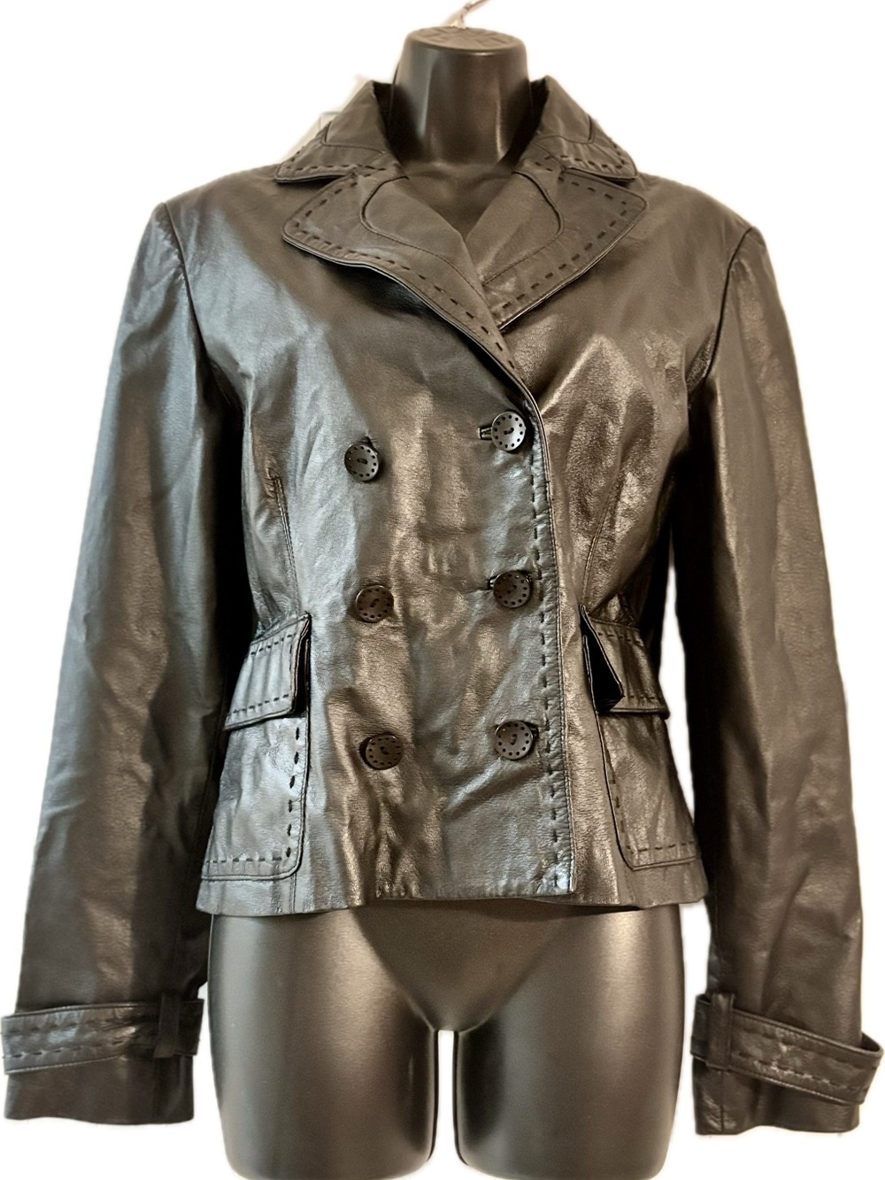 YAYA Leather Black Blazer Jacket Size M